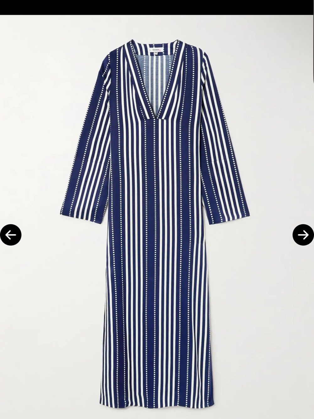Lemlem Navy and White Striped V-Neck Swim Coverup